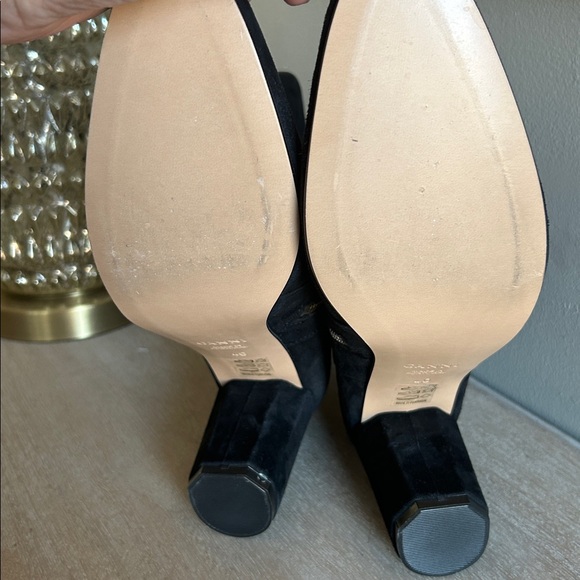 Ganni luxurious glam, preowned, block heel black suede ankle boots EUR size 40 - Picture 11 of 15